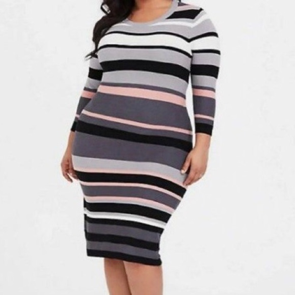 NWOT-Striped Midi Sweater Dress
